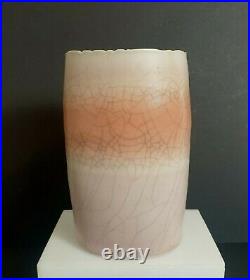 DAVID WHITE British Studio Pottery Crackled Glaze Porcelain Square Vase