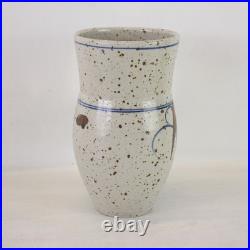 DEREK CLARKSON Studio Pottery Vase Speckled Stoneware Floral Design 21.5cm EHB