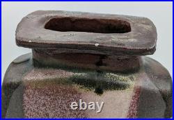 Dame Vera Doreen Blumhardt Large Stoneware Studio Pottery Slab Vase New Zealand