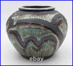 David Eeles Studio Pottery Stoneware Drip Glaze Vase 20th Century