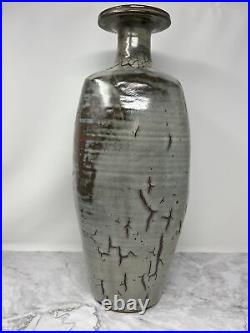 David Leach Large Wax Resist Decorated vase with Tenmoku Glaze 49 cm #889