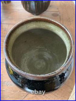 David Leach Temmoku Vase Studio Art Pottery Stem Cup Stamped DL