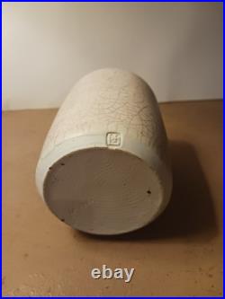 David Leech Studio Pottery Yunomi Small Vase Crackle Glaze Stonewear Mid 20thC