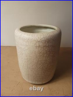 David Leech Studio Pottery Yunomi Small Vase Crackle Glaze Stonewear Mid 20thC