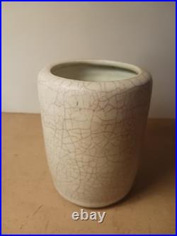 David Leech Studio Pottery Yunomi Small Vase Crackle Glaze Stonewear Mid 20thC