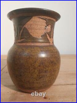 David Lloyd Jones studio pottery stoneware wide rim vase