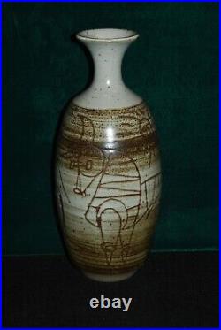 David Stewart Studio Art Pottery Vase Beautiful Carved Surface Pattern