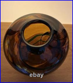 David Walker Studio Glass vase In Amber and Russet. Scarce signed piece