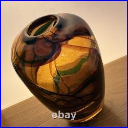 David Walker Studio Glass vase In Amber and Russet. Scarce signed piece