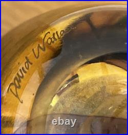 David Walker Studio Glass vase In Amber and Russet. Scarce signed piece