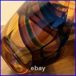 David Walker Studio Glass vase In Amber and Russet. Scarce signed piece