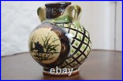 Debbie Prosser Cornish Studio Pottery Pot with Animal Decoration, Decorative Vase
