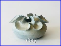 Deirdre Burnett Studio Pottery Porcelain Blue Glaze'Ruffle' Pot A/F