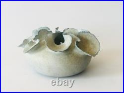 Deirdre Burnett Studio Pottery Porcelain Blue Glaze'Ruffle' Pot A/F