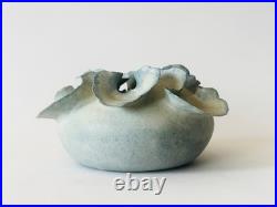 Deirdre Burnett Studio Pottery Porcelain Blue Glaze'Ruffle' Pot A/F
