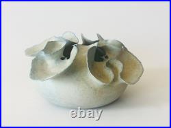 Deirdre Burnett Studio Pottery Porcelain Blue Glaze'Ruffle' Pot A/F