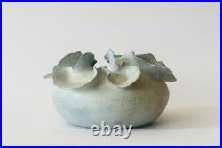 Deirdre Burnett Studio Pottery Porcelain Blue Glaze'Ruffle' Pot A/F
