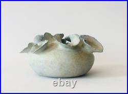 Deirdre Burnett Studio Pottery Porcelain Blue Glaze'Ruffle' Pot A/F