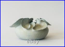 Deirdre Burnett Studio Pottery Porcelain Blue Glaze'Ruffle' Pot A/F