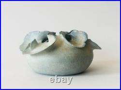 Deirdre Burnett Studio Pottery Porcelain Blue Glaze'Ruffle' Pot A/F