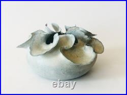 Deirdre Burnett Studio Pottery Porcelain Blue Glaze'Ruffle' Pot A/F