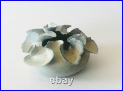Deirdre Burnett Studio Pottery Porcelain Blue Glaze'Ruffle' Pot A/F