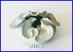 Deirdre Burnett Studio Pottery Porcelain Blue Glaze'Ruffle' Pot A/F