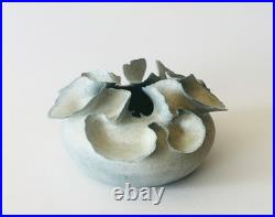 Deirdre Burnett Studio Pottery Porcelain Blue Glaze'Ruffle' Pot A/F