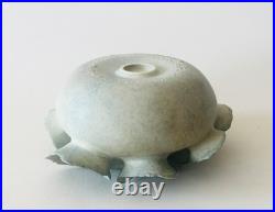 Deirdre Burnett Studio Pottery Porcelain Blue Glaze'Ruffle' Pot A/F
