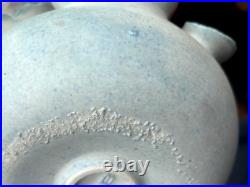 Deirdre Burnett Studio Pottery Porcelain Blue Glaze'Ruffle' Pot A/F