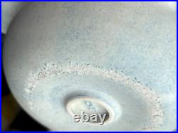 Deirdre Burnett Studio Pottery Porcelain Blue Glaze'Ruffle' Pot A/F