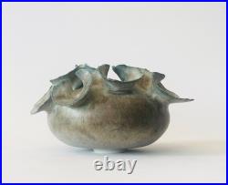 Deirdre Burnett Studio Pottery Porcelain Green Glaze'Ruffle' Small Pot