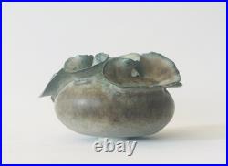 Deirdre Burnett Studio Pottery Porcelain Green Glaze'Ruffle' Small Pot