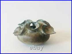 Deirdre Burnett Studio Pottery Porcelain Green Glaze'Ruffle' Small Pot