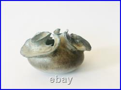 Deirdre Burnett Studio Pottery Porcelain Green Glaze'Ruffle' Small Pot