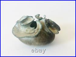 Deirdre Burnett Studio Pottery Porcelain Green Glaze'Ruffle' Small Pot