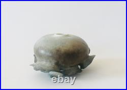 Deirdre Burnett Studio Pottery Porcelain Green Glaze'Ruffle' Small Pot