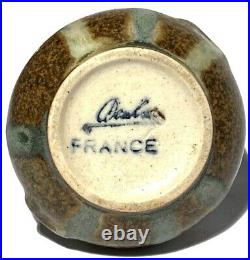 Denbak Vintage French Signed Studio Art Pottery Miniature Glazed Vase / Pot