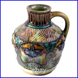Denby Pottery Jug Vase Tublined Contemporary h18cm Circa 1924 Denby Pottery Jug Vase Tublined Contemporary h18cm Circa 1924