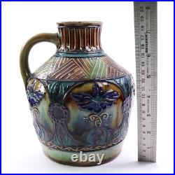 Denby Pottery Jug Vase Tublined Contemporary h18cm Circa 1924 Denby Pottery Jug Vase Tublined Contemporary h18cm Circa 1924