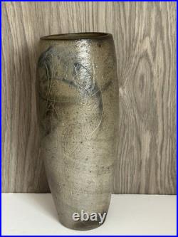 Denise Wren of Oxshott Pottery Signed Studio Art Medium Vase with Fish Pattern