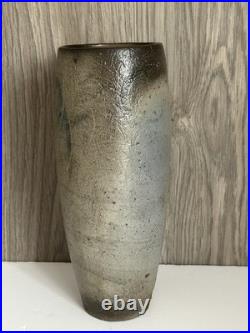 Denise Wren of Oxshott Pottery Signed Studio Art Medium Vase with Fish Pattern
