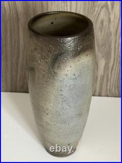 Denise Wren of Oxshott Pottery Signed Studio Art Medium Vase with Fish Pattern