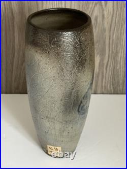 Denise Wren of Oxshott Pottery Signed Studio Art Medium Vase with Fish Pattern