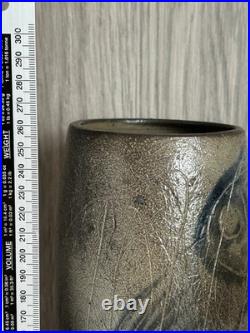 Denise Wren of Oxshott Pottery Signed Studio Art Medium Vase with Fish Pattern