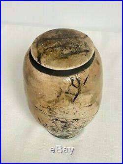Dennis Kirchmann Studio Raku Pottery Covered Vase Vessel IU Indiana Art Pottery