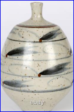 Derek Clarkson Brush Decorated Porcelain Studio Pottery Vase