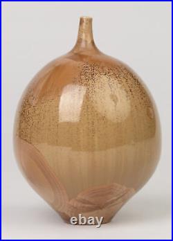 Derek Clarkson Studio Pottery Brown Crystalline Glazed Bottle Vase
