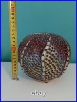 Des Pots Dutch Studio Pottery Spiky Sea Urchin 5.6 Ceramic Vase Iridescent
