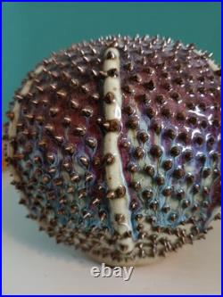 Des Pots Dutch Studio Pottery Spiky Sea Urchin 5.6 Ceramic Vase Iridescent
